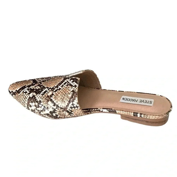 STEVE MADDEN | Ally M Tan & Brown PU Leather Studded Snake Print Flats Size 8M - Picture 3 of 5